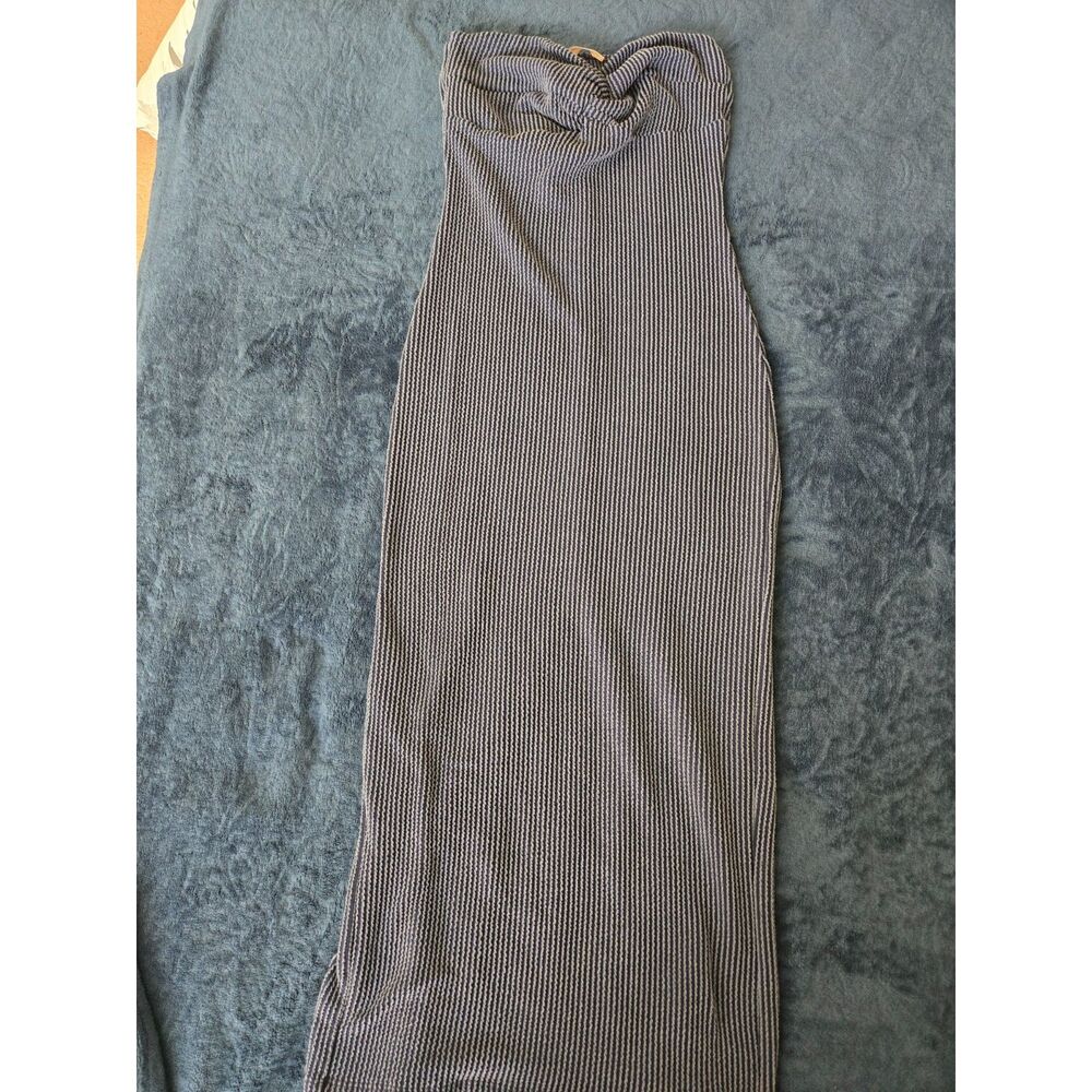 Mistyrose Women’s Strapless Twist Front Striped Maxi Dress Blue Size Unknown